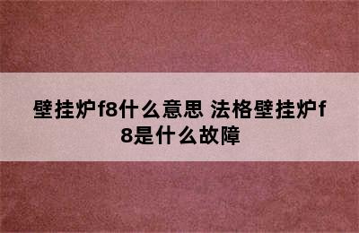 壁挂炉f8什么意思 法格壁挂炉f8是什么故障